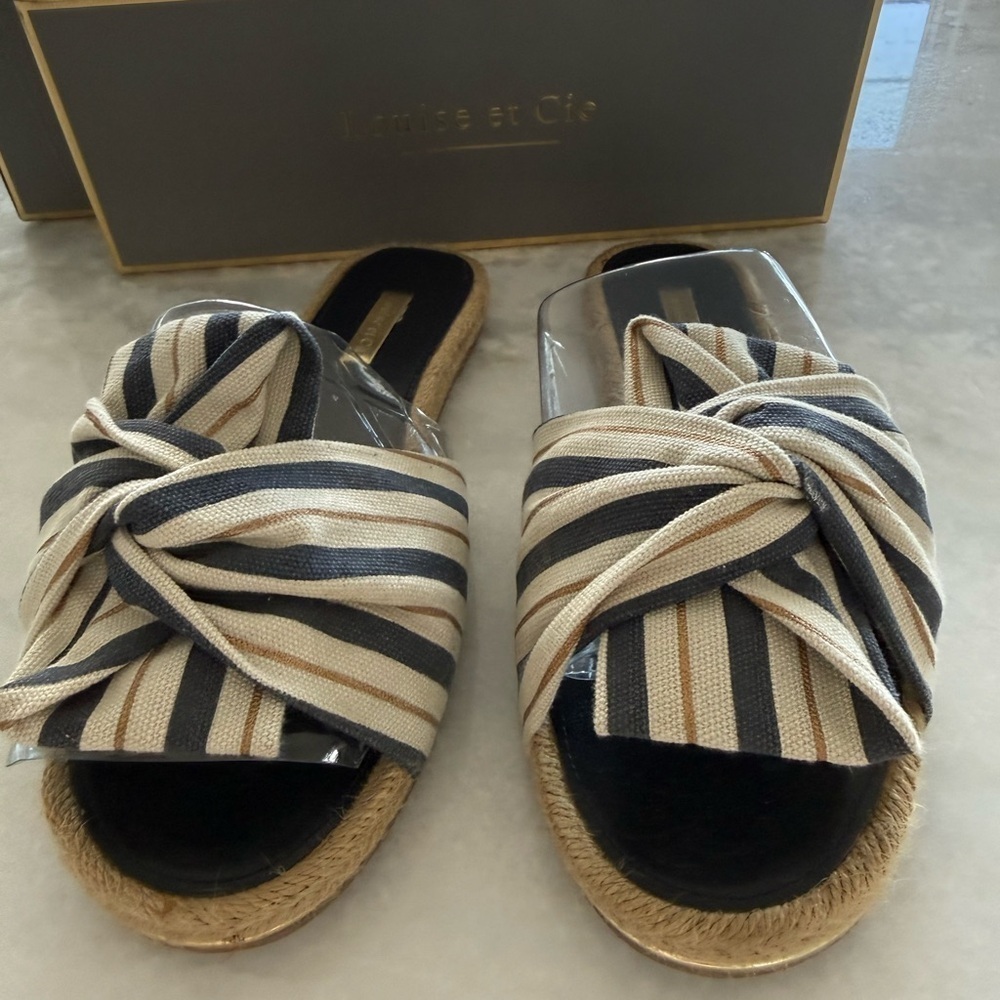 Louise et Cie all-Camille Club Striped Knot Sandals Natural Blue Moon w/ box 8M